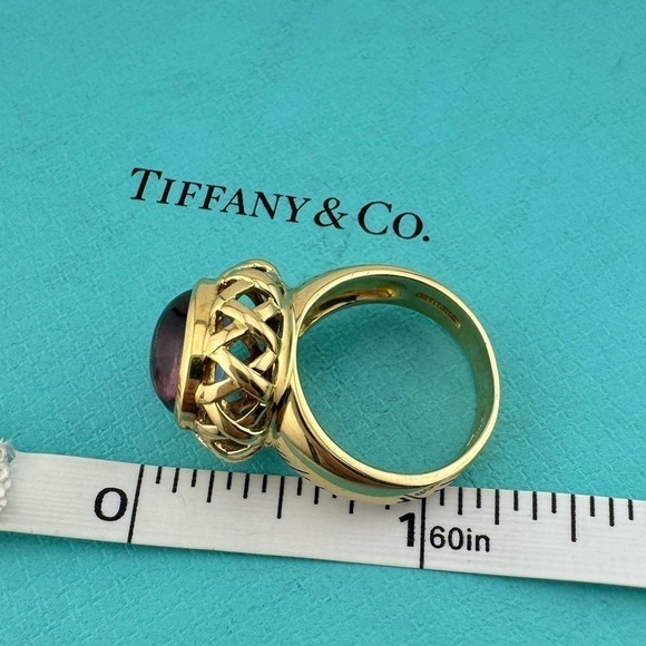 Tiffany & Co. 18k Amethyst Basket Ring Paloma Picasso Graffiti X Etched Gemstone - Picture 4 of 7